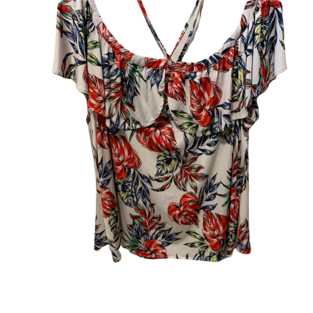 seven forty two Floral Leaf Flowy Shirt Large - Picture 2 of 6